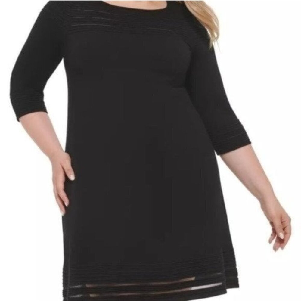 NWT JESSICA HOWARD Plus Size Illusion-Hem Sweater Dress Size Black 1X/14W-16W - Picture 2 of 4